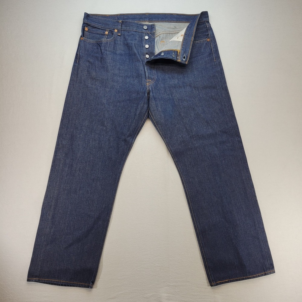 Levis 501 Jeans Mens 40x30‎ Blue Straight Button Fly Mid Rise Dark Wash Denim